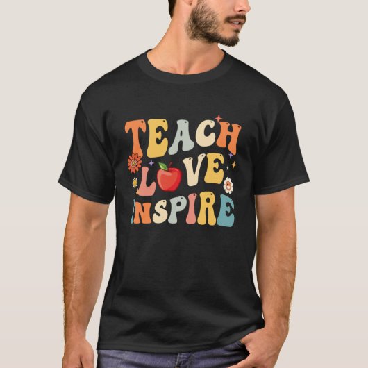 Groovy Retro Teach Love Inspire Back To School Tシャツ (正面)