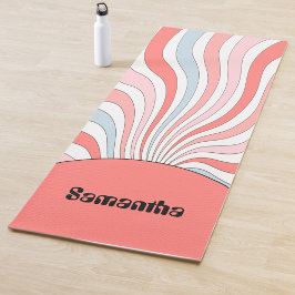 Groovy Retro Waves in Pastel Colors ヨガマット