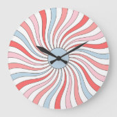Groovy Retro Waves in Pastel Colors ラージ壁時計 (正面)