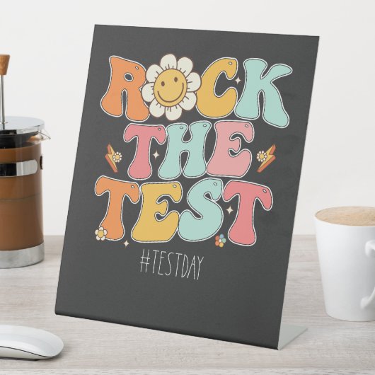 Groovy Rock The Test やる気を起こさせる Testing Day 台座サイン (インサイチュ)