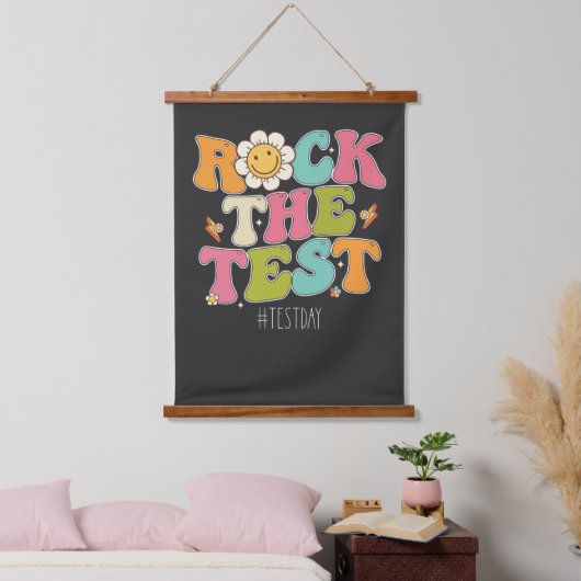 Groovy Rock The Test やる気を起こさせる Testing Day 吊り下げ型タペストリー (寝室)