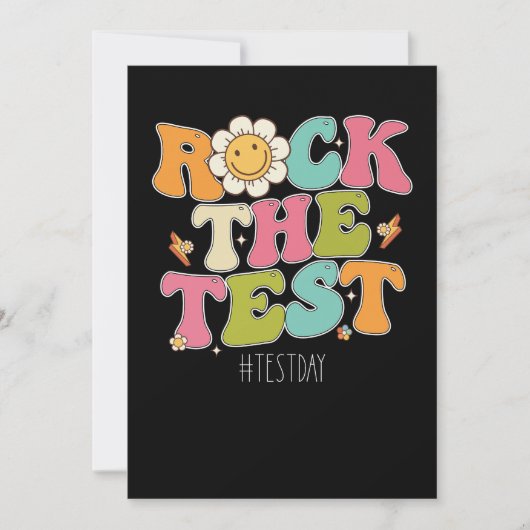 Groovy Rock The Test やる気を起こさせる Testing Day 招待状 (正面)