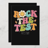 Groovy Rock The Test やる気を起こさせる Testing Day 招待状 (正面/裏面)