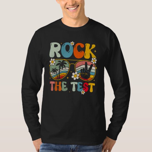Groovy Rock The Test Motivational Retro Teachers T Tシャツ (正面)