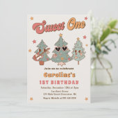 Groovy Rockin'クリスマスツリーヒッピー誕生日 招待状 (スタンド正面)