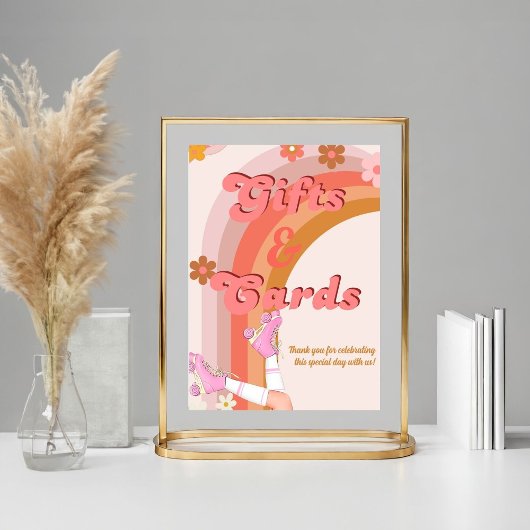 Groovy Roller転がのレトロでギフトとサインをスケートしよう ポスター