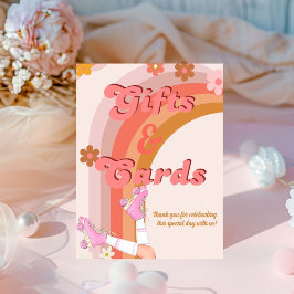 Groovy Roller転がのレトロでギフトとサインをスケートしよう 台座サイン