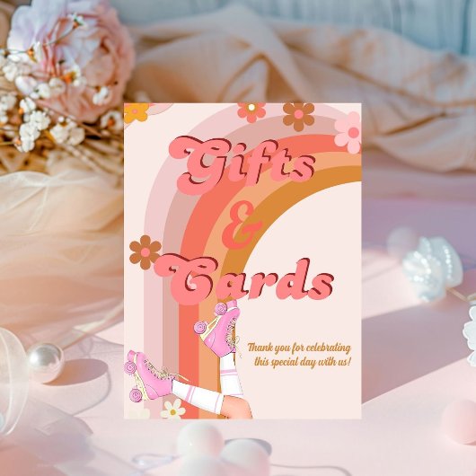 Groovy Roller転がのレトロでギフトとサインをスケートしよう 台座サイン