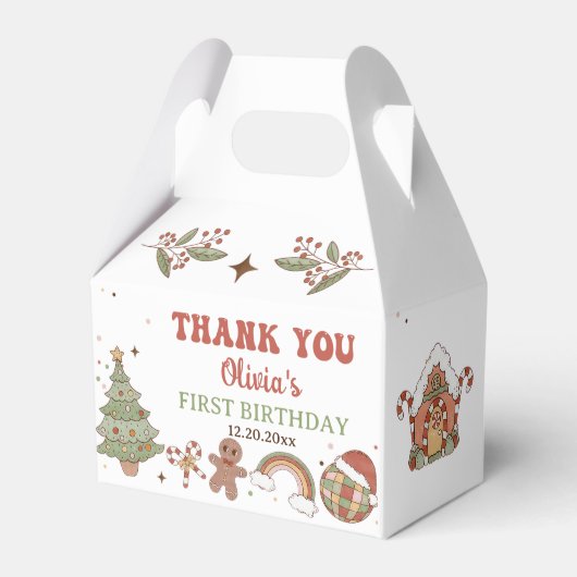 Groovy Santaクリスマスバースデーパーティーお願いボックス フェイバーボックス (正面サイド)