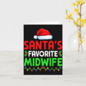 Groovy Santa's Favorite Midwife Nurse Christmas Sa カード (黄色い花)