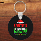 Groovy Santa's Favorite Midwife Nurse Christmas Sa キーホルダー (正面)