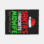 Groovy Santa's Favorite Midwife Nurse Christmas Sa フリースブランケット (正面(横))