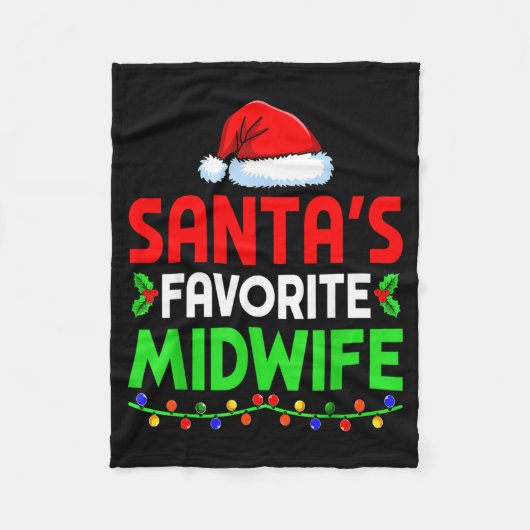 Groovy Santa's Favorite Midwife Nurse Christmas Sa フリースブランケット (正面)
