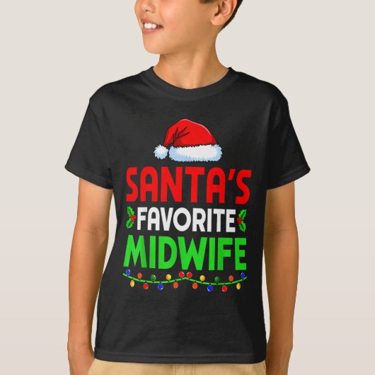 Groovy Santa's Favorite Midwife Nurse Christmas Sa Tシャツ (正面)