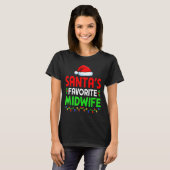 Groovy Santa's Favorite Midwife Nurse Christmas Sa Tシャツ (正面フル)