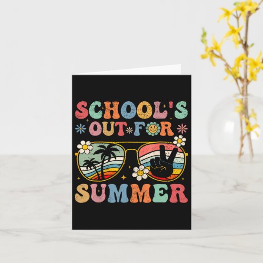 Groovy Schoolの夏の外出日教え カード (黄色い花)