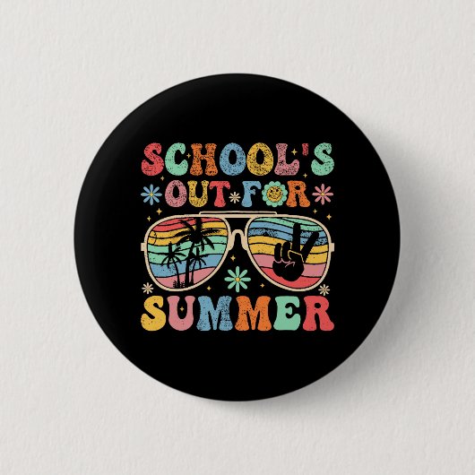 Groovy Schoolの夏の外出日教え 缶バッジ (正面)