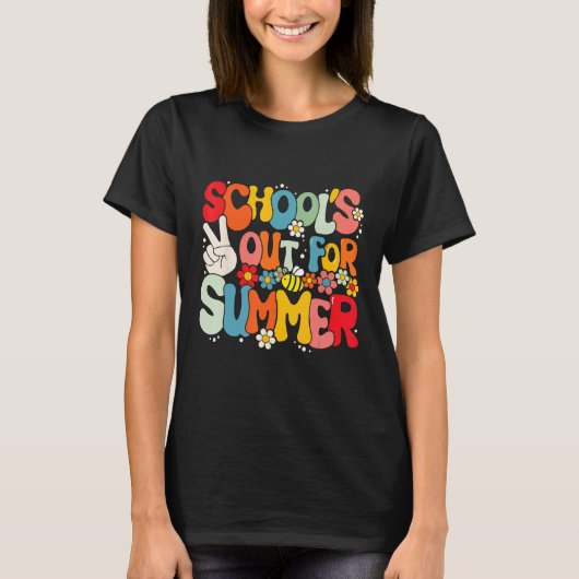 Groovy School s Out For Summer Graduation Teacher  Tシャツ (正面)