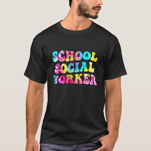 Groovy School Social Worker Tie Dye Appreciation S Tシャツ (正面)