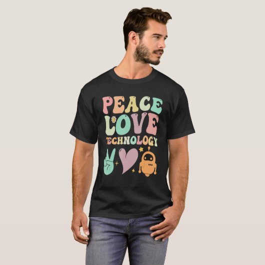 Groovy School  Teachers Peace Love Technology Robo Tシャツ (正面フル)