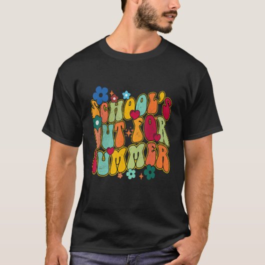 Groovy Schools Out for Summer Ladies Women Kids Te Tシャツ (正面)