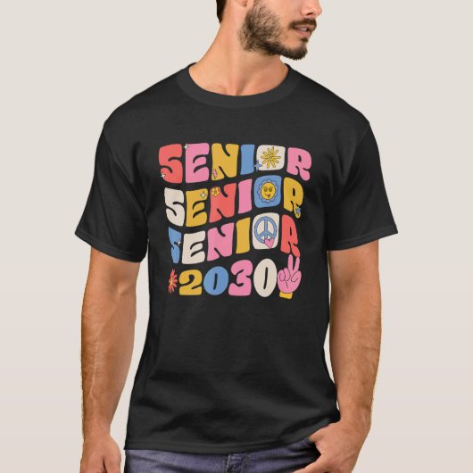 Groovy Senior 2030 Graduation Back To School Class Tシャツ (正面)