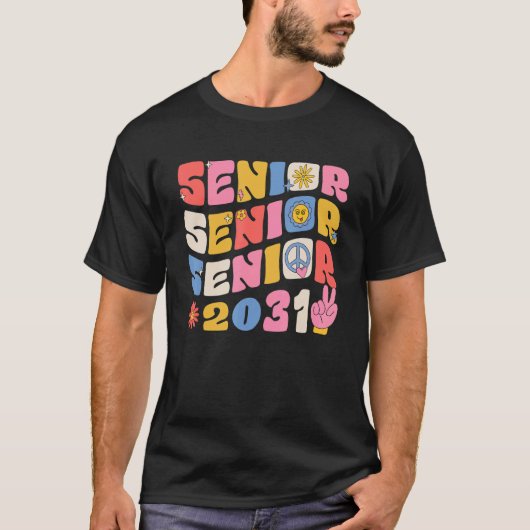 Groovy Senior 2031 Graduation Back To School Class Tシャツ (正面)