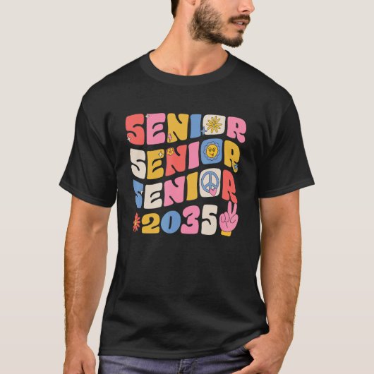 Groovy Senior 2035 Graduation Back To School Class Tシャツ (正面)
