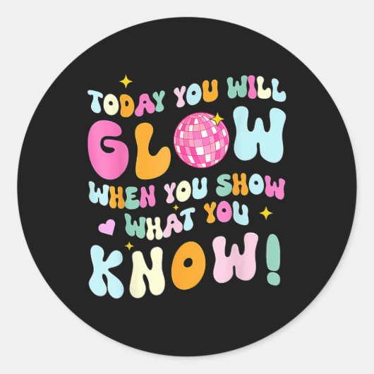 Groovy Show What You Know Test Testing Day先生 ラウンドシール (正面)