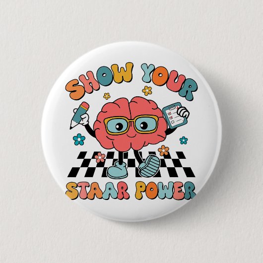 Groovy Show Your Staar Power Brain先生テスト 缶バッジ (正面)