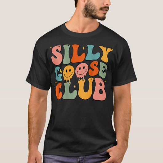 Groovy Silly Goose Club 2 Sided Funny Animal Mens Tシャツ (正面)