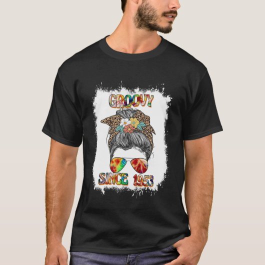 Groovy Since 1953 Messy Bun Hip Retro 60s 70s Tシャツ (正面)