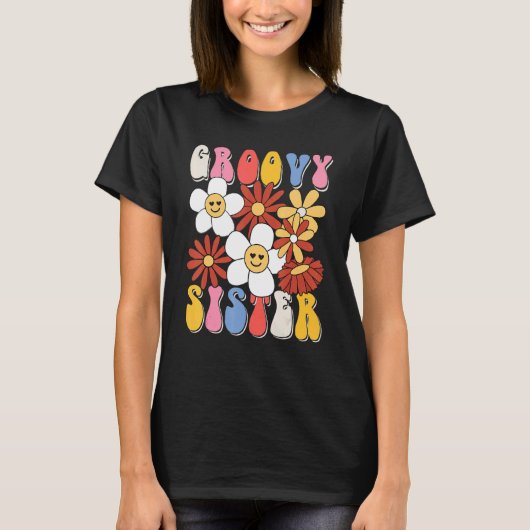 Groovy Sister Mothers Day Retro 60s 70s 80s Family Tシャツ (正面)