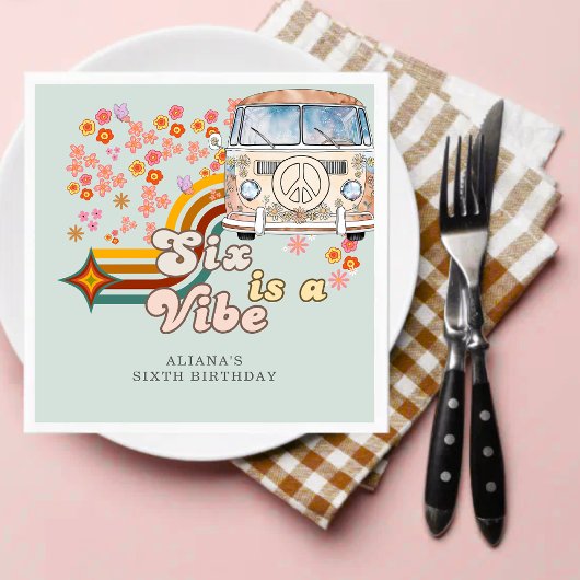 Groovy Sixはヴィベデイジーヴァン6歳の誕生日だ スタンダードランチョンナプキン