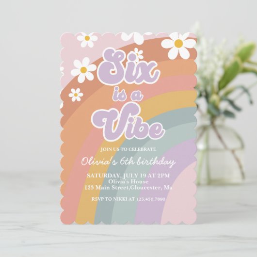 Groovy Sixはヴィベレトロレインボー6th誕生日 招待状 (スタンド正面)