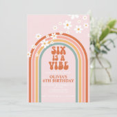 Groovy SixはVibeデイジーレインボー6thの誕生日 招待状 (スタンド正面)