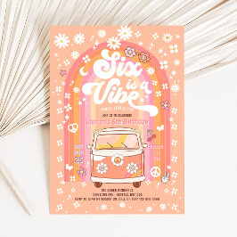 Groovy SixはVibe Van Bus 6番目の誕生日 招待状