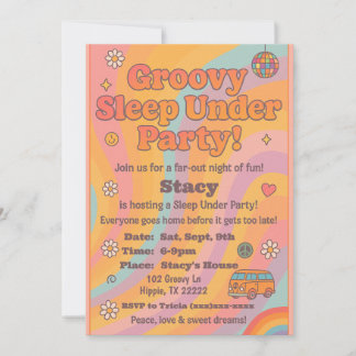 Groovy Sleep Under Birthday Party Invitation 招待状