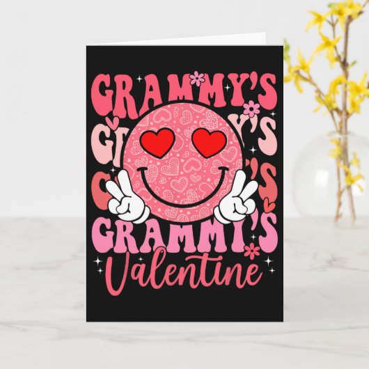 Groovy Smile Face Grammy's Valentine Daughter Niec カード (黄色い花)