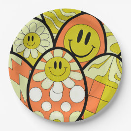 Groovy Smiley Face Easter Party Paper Plates ペーパープレート