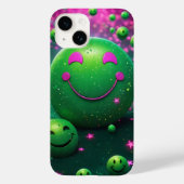 Groovy Smiley Vibes – Neon Green & Cosmic purple Case-Mate iPhoneケース (裏面)
