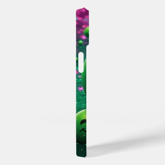 Groovy Smiley Vibes – Neon Green & Cosmic purple Case-Mate iPhoneケース (裏面 / 右)