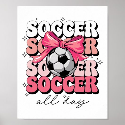 Groovy Soccer Coquette Bow Girls Women Soccer All  ポスター (正面)