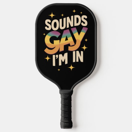 Groovy Soundsゲイ私はLGBTレインボープライド ピックルボールラケット (正面)