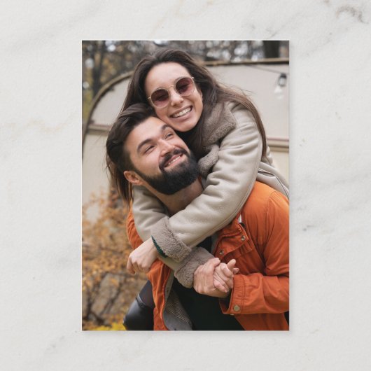 Groovy Sparkleピンク赤写真QRコードウェディングRSVP エンクロージャーカード (裏面)