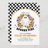 Groovy Spooky Girl Halloween Birthday Invitation 招待状 (正面/裏面)