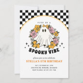 Groovy Spooky Girl Halloween Birthday Invitation 招待状 (正面)