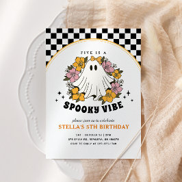 Groovy Spooky Girl Halloween Birthday Invitation 招待状