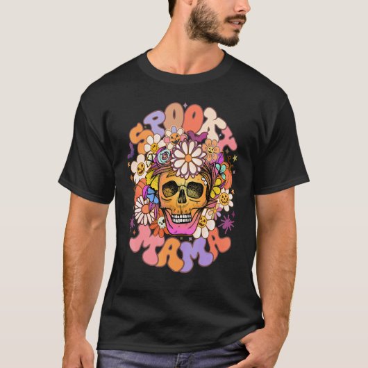 Groovy Spooky Mama Skull Tシャツ (正面)