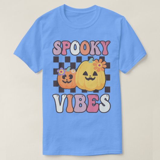 Groovy Spooky Vibes Vintage Pumpkin Hippie Hallowe Tシャツ (デザイン正面)